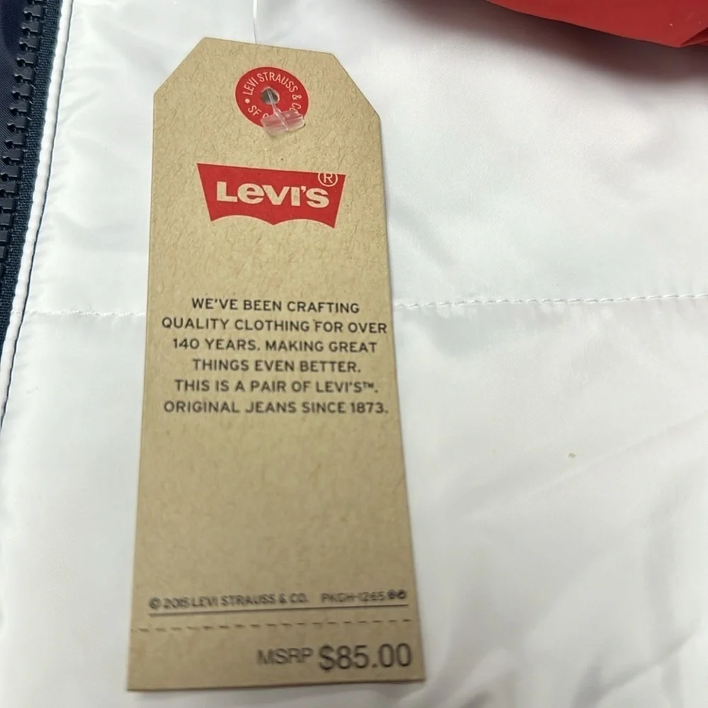 Levi's hooded puffer coat boys M 10-12 yrs. NWT, Red, White & Blue, Warm